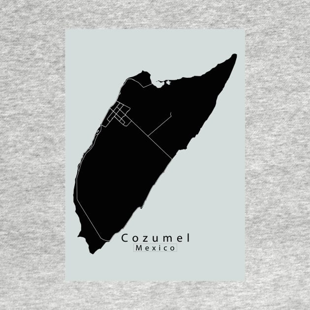 Cozumel Mexico Island Map dark by Robin-Niemczyk